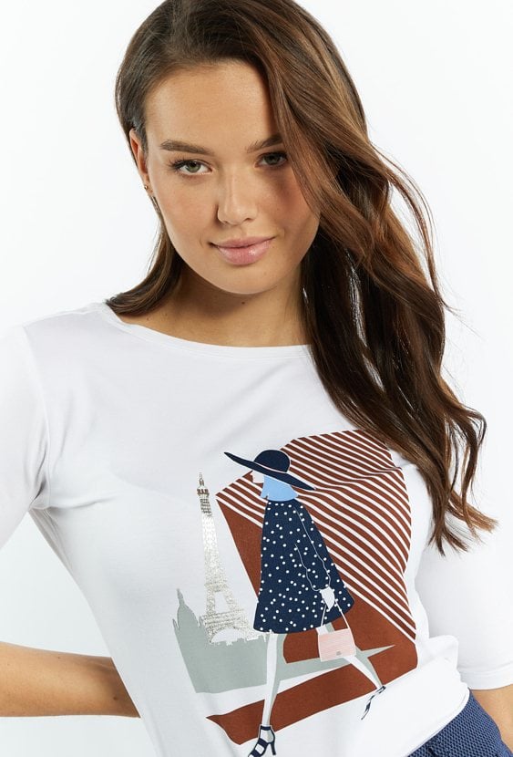 T-shirt damski o regularnym fasonie