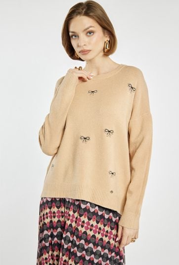 Sweter damski w kokardki