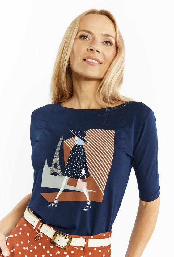 T-shirt damski o regularnym fasonie