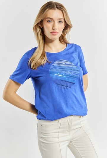 Dzianinowy T-shirt damski
