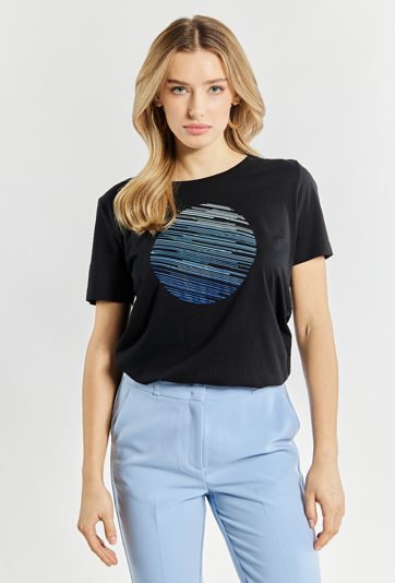 Dzianinowy T-shirt damski