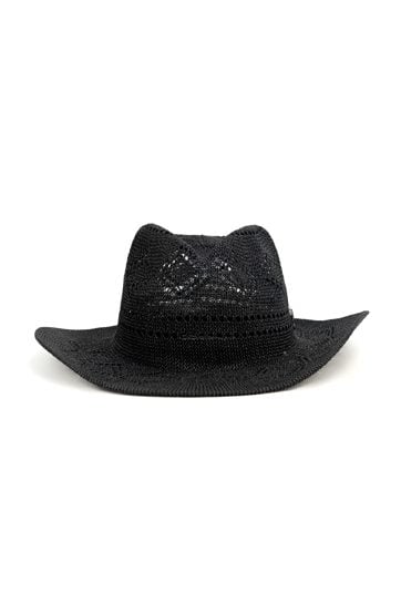 Czarny kapelusz z plecionką