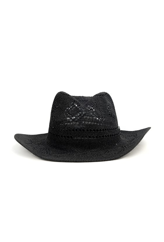 Czarny kapelusz z plecionką