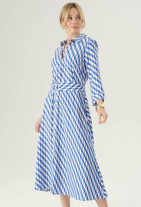 Długa sukienka w energetyczny print