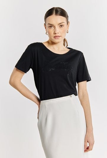 Bawełniany T-shirt ze zdobieniem