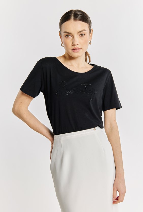 Bawełniany T-shirt ze zdobieniem