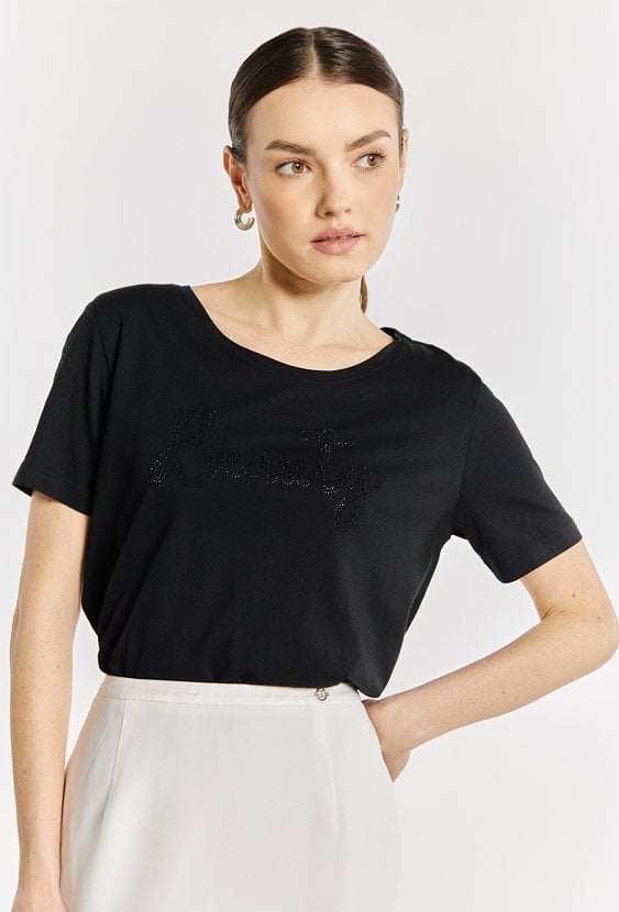 Bawełniany T-shirt ze zdobieniem