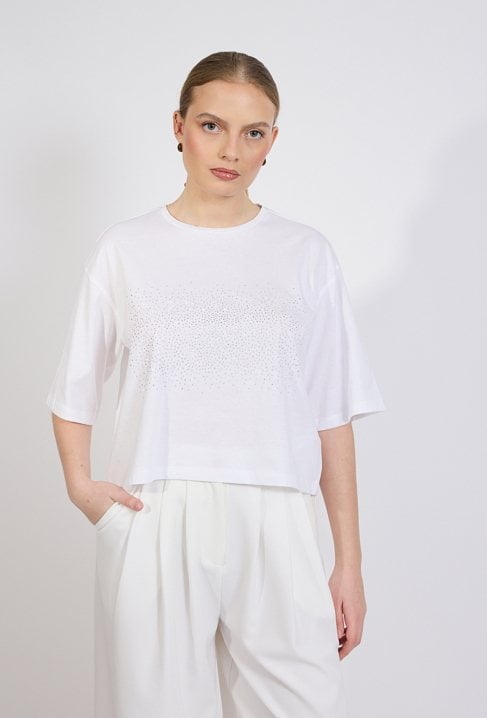 T-shirt z połyskującymi elementami