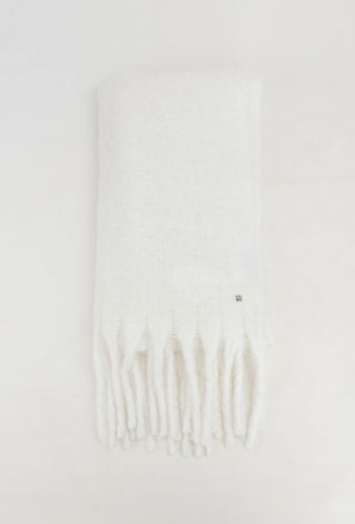Biały puchowy szal
