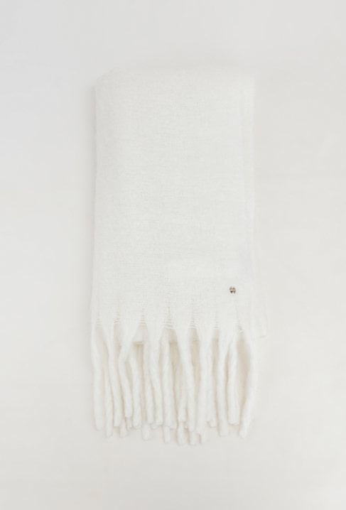 Biały puchowy szal