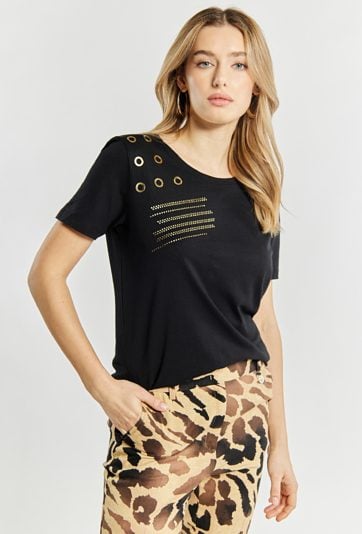 T-shirt damski ze zdobieniem