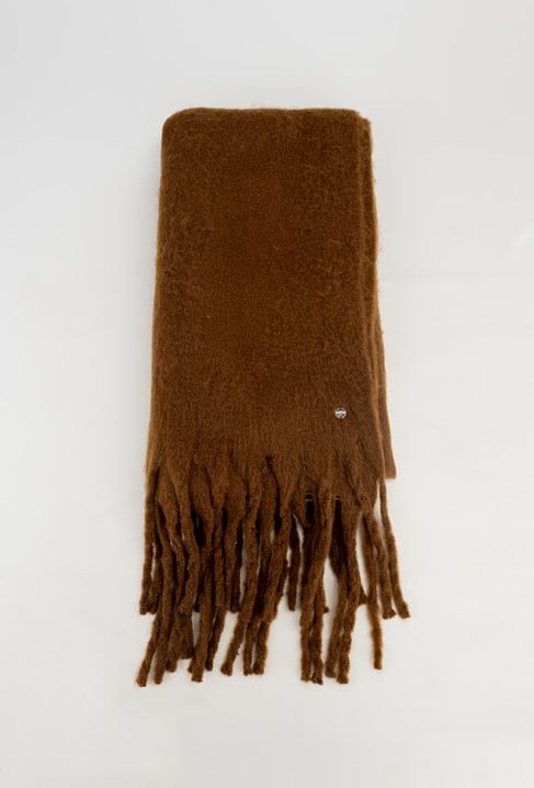 Czekoladowy puchowy szal