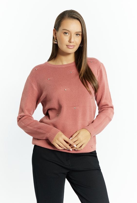 Wiskozowy sweter z dżetami