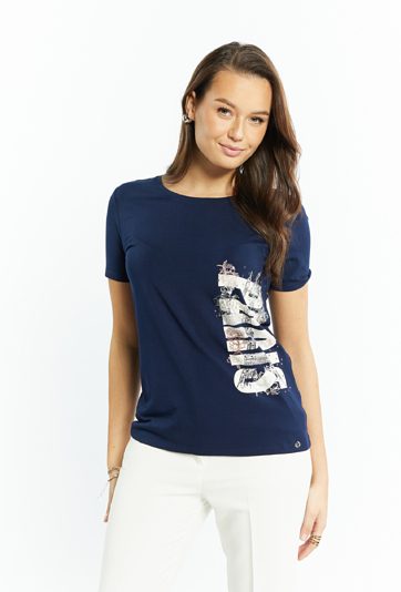 T-shirt dzianinowy z wiskozy