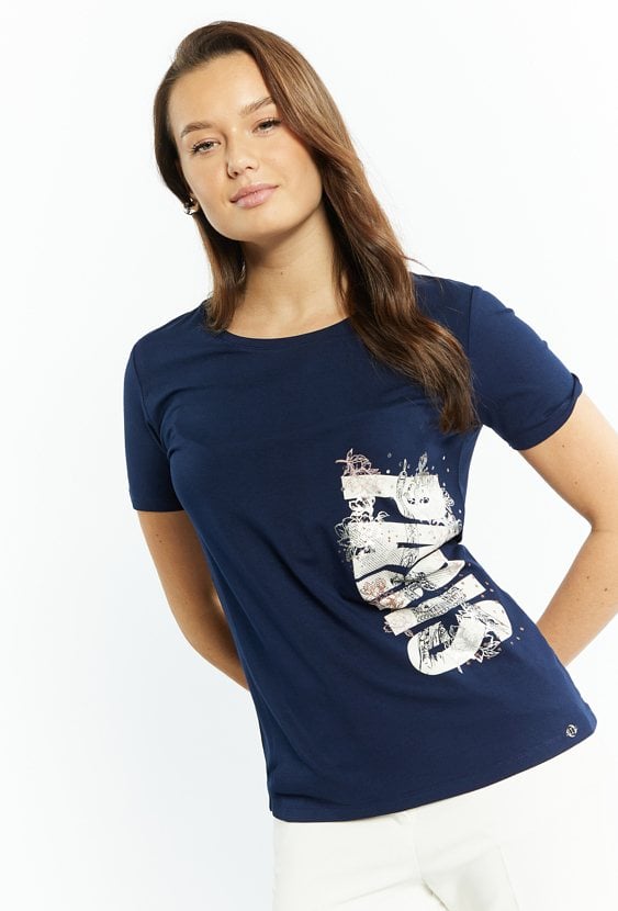 T-shirt dzianinowy z wiskozy