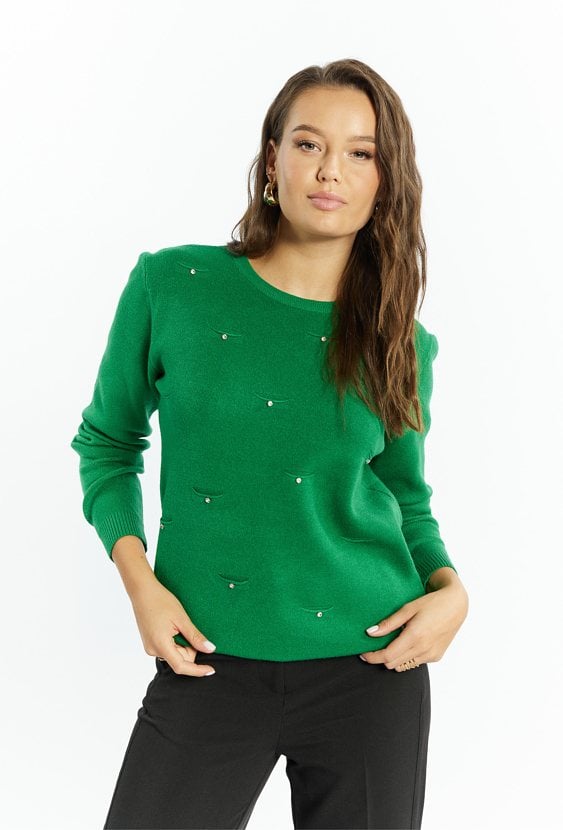 Wiskozowy sweter z dżetami