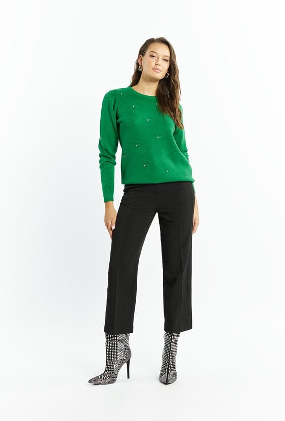 Wiskozowy sweter z dżetami