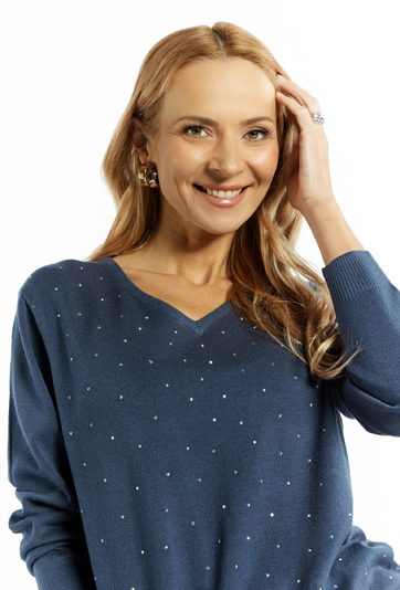 Sweter damski z małymi dżetami