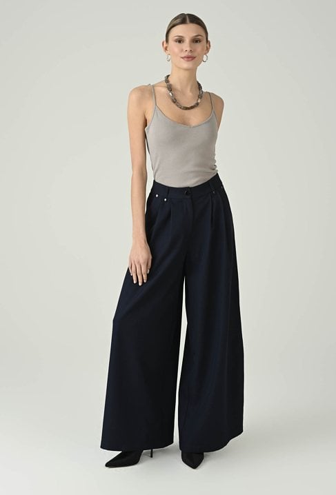 Spodnie damskie z wysokim stanem