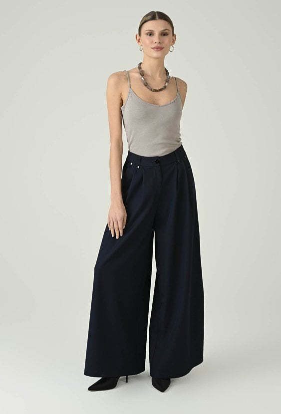 Spodnie damskie z wysokim stanem