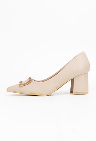 Beżowe czółenka z ozdobną klamrą ECCELENTE