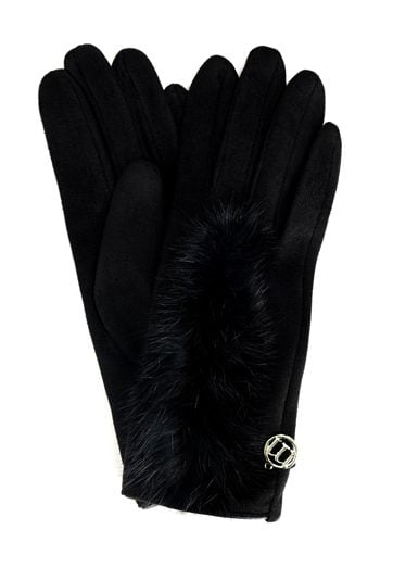 Rękawiczki z eleganckim sztucznym futerkiem