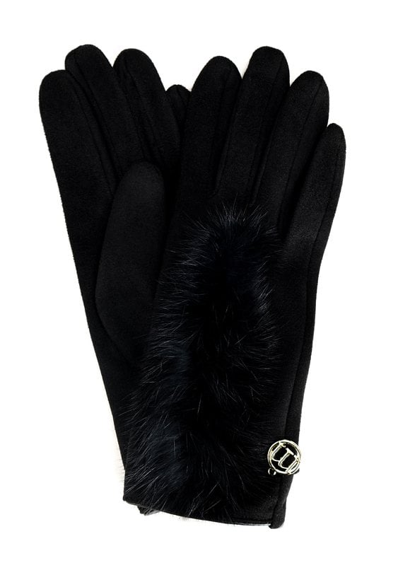 Rękawiczki z eleganckim sztucznym futerkiem