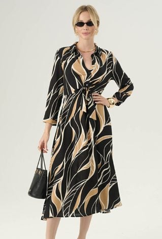 Długa sukienka z kołnierzykiem