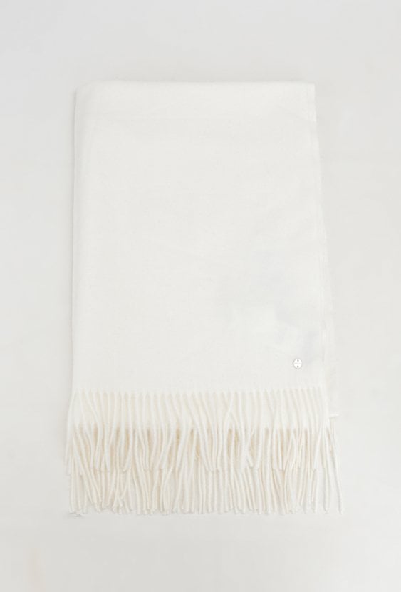 Biały szal z domieszką wełny
