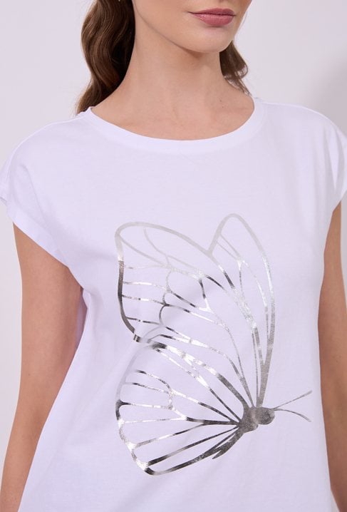 T-shirt z nadrukiem motyla