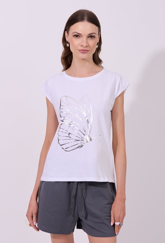 T-shirt z nadrukiem motyla