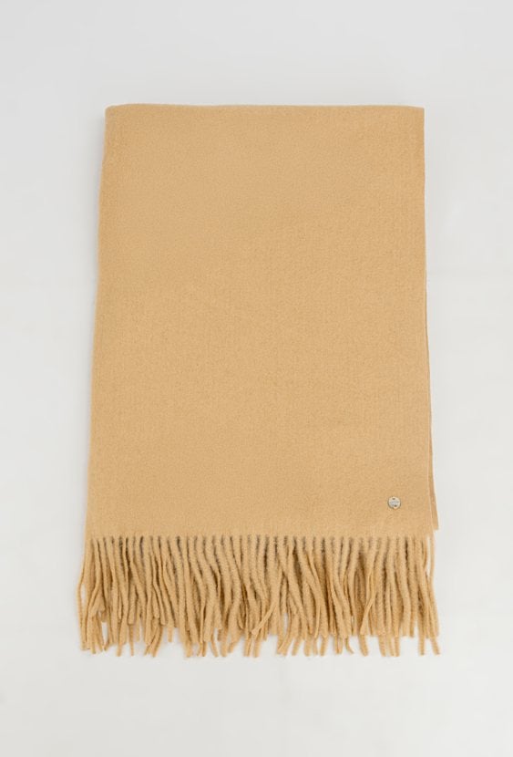 Kamelowy szal z domieszką wełny