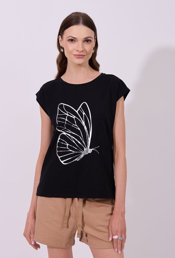 T-shirt z nadrukiem motyla