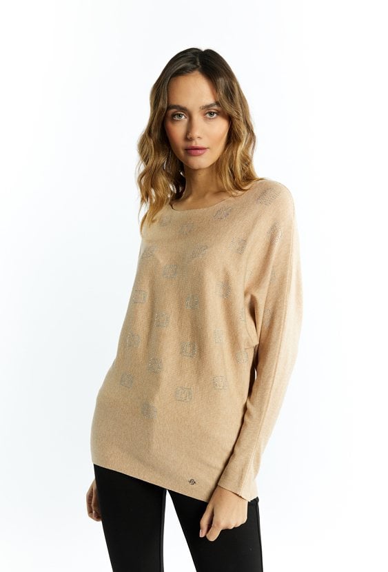 Sweter damski z małymi dżetami