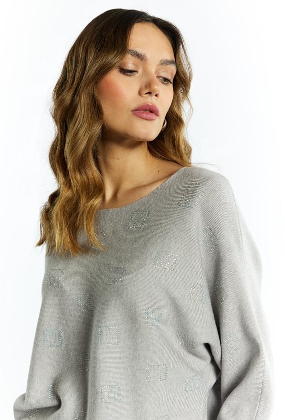 Sweter damski z małymi dżetami