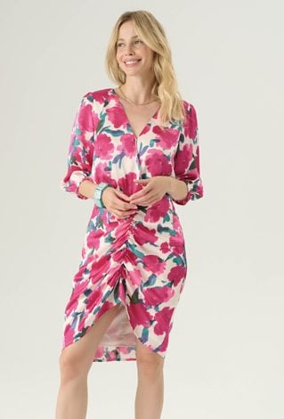 Sukienka z marszczeniem w energetyczny print