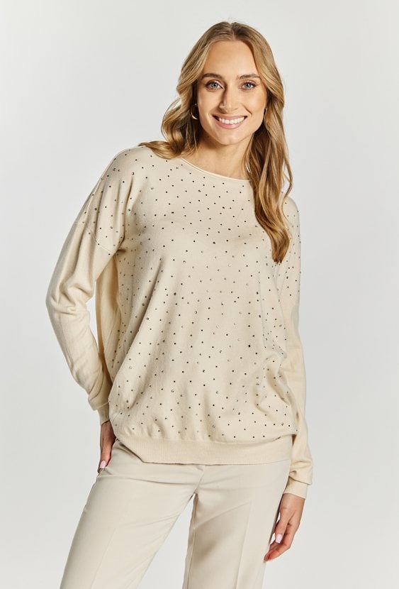 Sweter damski z ozdobną aplikacją
