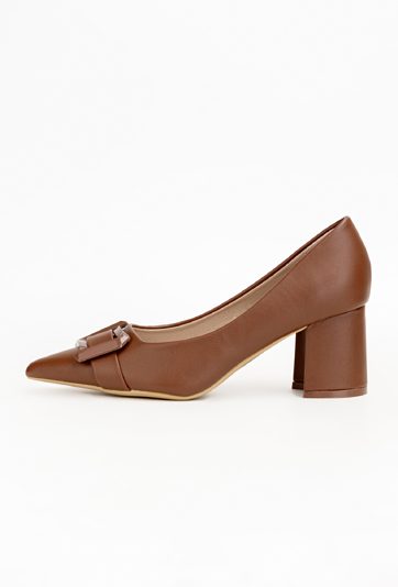 Brązowe czółenka z ozdobną klamrą FALLA
