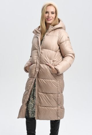 Długa pikowana kurtka z kapturem