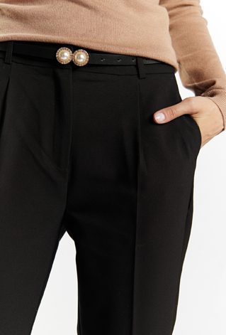 Materiałowe spodnie z paskiem