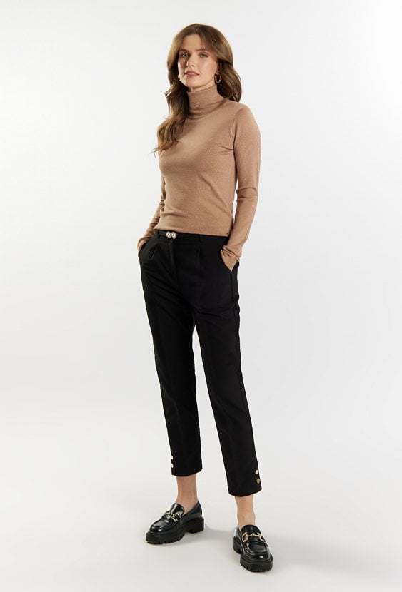 Materiałowe spodnie z paskiem