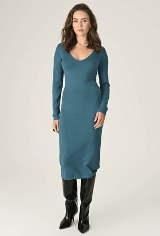 Długa dzianinowa sukienka z wiskozy