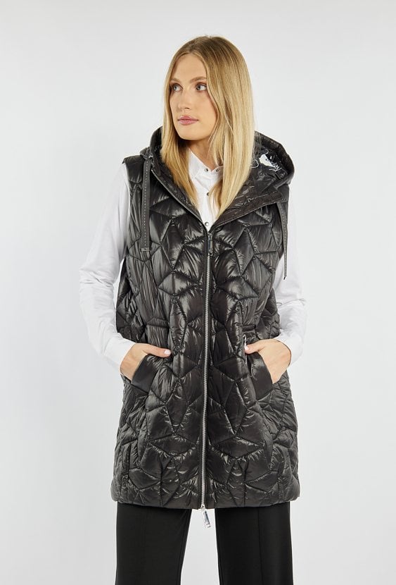 Pikowana kamizelka z kapturem