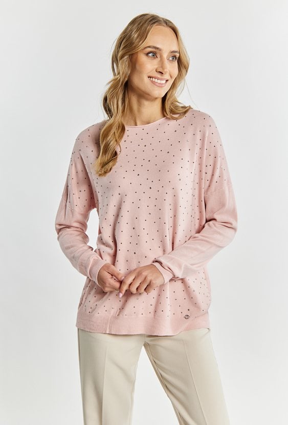 Sweter damski z ozdobną aplikacją