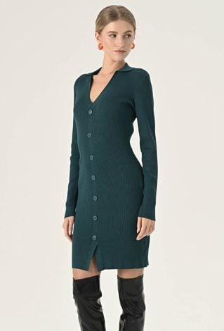 Zielona dzianinowa sukienka z wiskozą