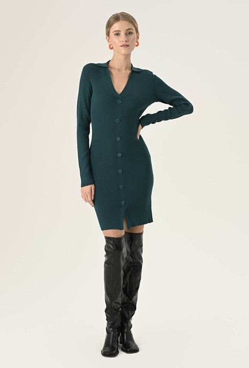 Zielona dzianinowa sukienka z wiskozą