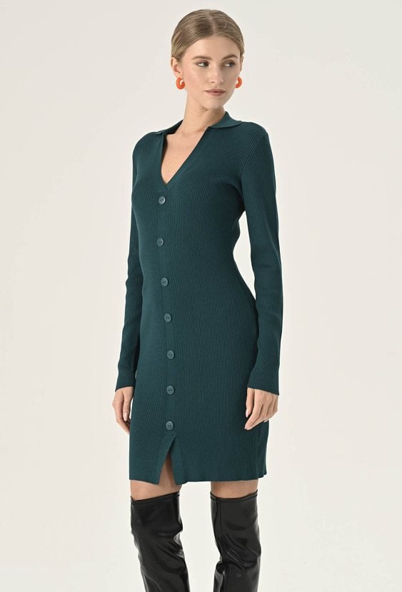 Zielona dzianinowa sukienka z wiskozą