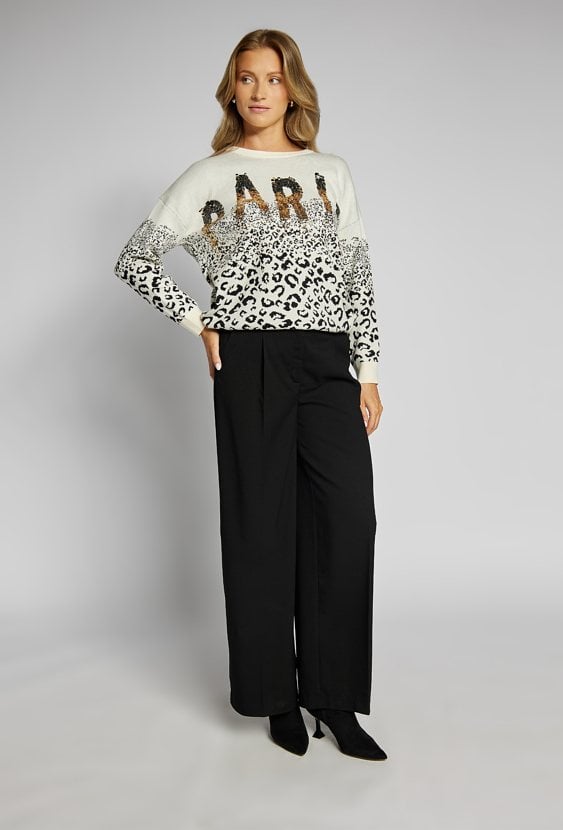 Sweter damski ze wzorem i cekinami