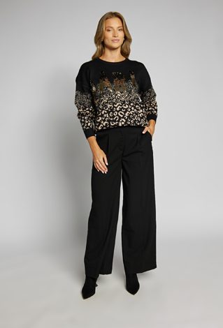 Sweter damski ze wzorem i cekinami