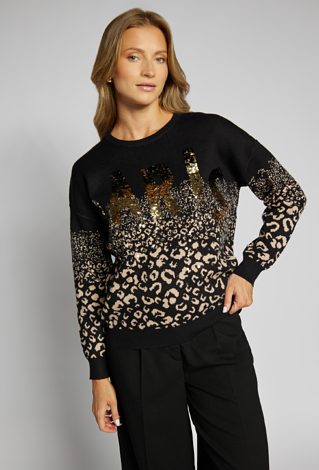 Sweter damski ze wzorem i cekinami